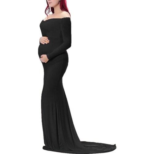 Solid Maternity Dress For Photo Shoot Clothes Maternity Photography Props Pregnancy Dress Photography Maxi Pregnant Women Dress