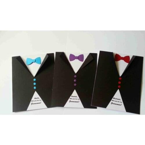 Custom Will you be my groomsman Best Man Usher Ring Bearer asking Proposal Cards wedding invitations invites Tuxedo cards