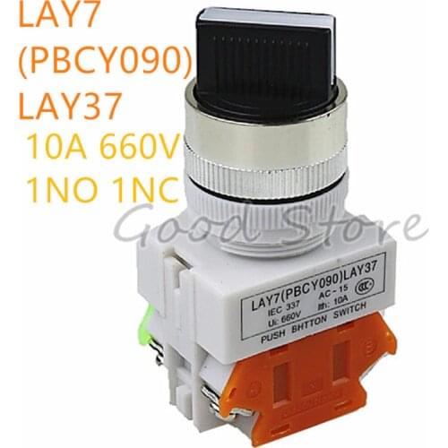 1PCS Rotary switch knob button 22mm 4 Screws terminals 3 position/2 position ON-OFF-ON ON-OFF LAY7 LAY37 Y090-11X2 1NO 1NC