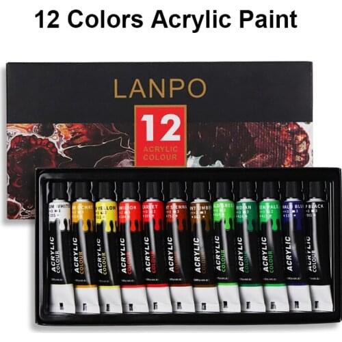 Professional 12 Colors Aluminum Tube Acrylic Paint Set For Artists Painting