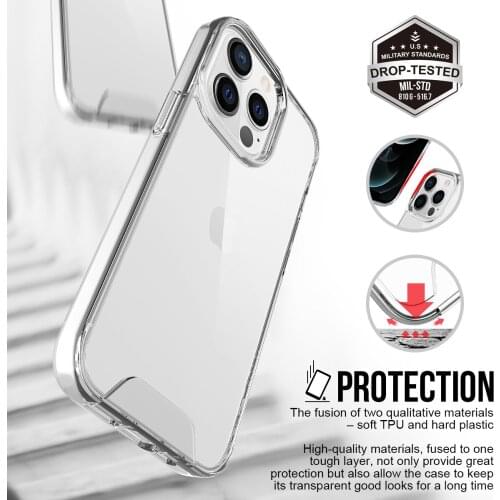 For iPhone 13 12 11 Pro Max XS XR X Shockproof Hard PC Back Cover For iPhone 12Mini 7 8 Plus SE Phone Case Ultra Thin Clear Cove