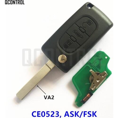 QCONTROL Remote Folding Key for CITROEN C5 C4 C3 C2 Berlingo Picasso Car Key Chain 433MHz (CE0523 ASK/FSK, 3 Buttons, VA2)