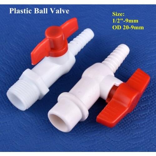 1~50pcs 1/2" OD 20mm - 9mm Pagoda Ball Valve Garden Watering Irrigation Hose Joint Aquarium Tank Air Pump Water Pipe PVC Valve