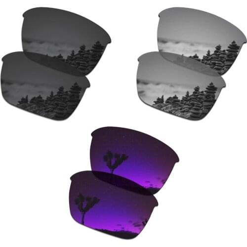 SmartVLT 3 Pairs Polarized Sunglasses Replacement Lenses for Oakley Thinlink Stealth Black & Silver Titanium & Plasma Purple