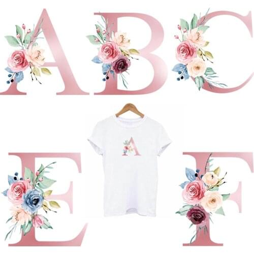 Letter Patch Thermal Sticker Flower Appliques Iron On Transfer For Clothing Heat-Sensitive On T-Shirt DIY kids Patches Washable