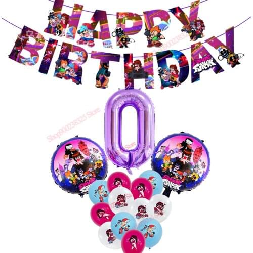 Hot Friday Night Funkin Balloons Game Cartoon Latex FNF Number Ballon Party Supplies Kids Happy Birthday Boy Foil Globos Gift
