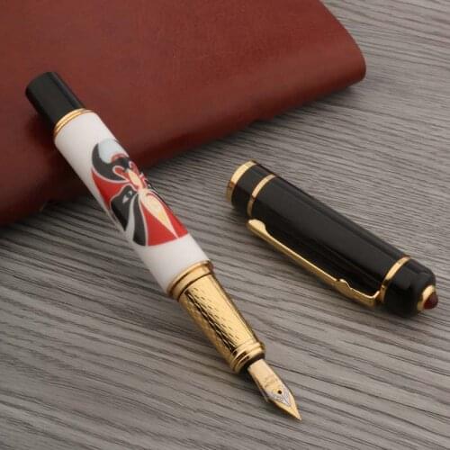 High Quality Ceramics Fountain Pen Facial Design Of Peking Opera Black Metal Stationery Office School Supplies Ink Pens