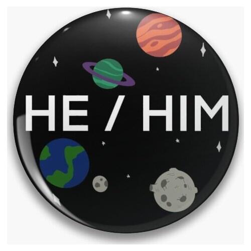 He Him Pronouns Soft Button Pin Funny Hat Cartoon Brooch Lapel Pin Women Cute Decor Jewelry Collar Lover Metal Clothes Gift