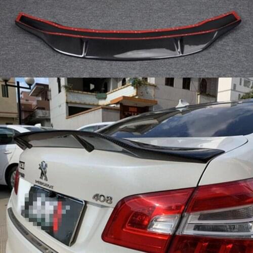 Rear Trunk Lid Car Spoiler Wings For Peugeot 408 2014-2016 Glossy Black Carbon Fiber Material Dedicated Tail Modified Wing Lip