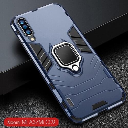For Xiaomi Mi A3 Case Armor PC Cover Finger Ring Holder Phone Case For Mi A 3/Mi CC9 CC 9e Cover Shockproof Bumper TPU Rim Shell