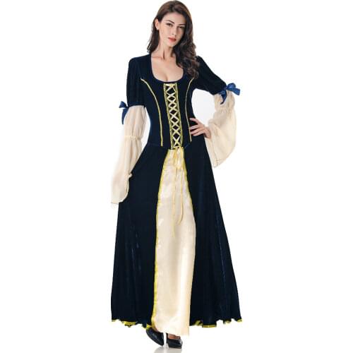 Sexy Medieval Princess Costume for Women Long Satin Bandage Dress Medieval Costume Ball Wear Carnival Dress halloween dress
