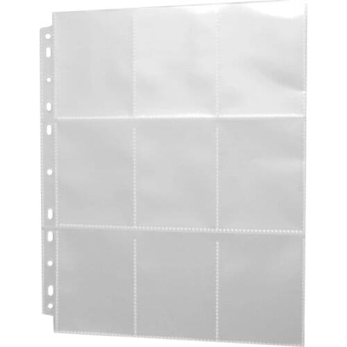10pcs 9 Pockets Board Game Card Album Card Binder Storage Wallets Album Pages Collection Coin Holders Wallets Sleeves Set