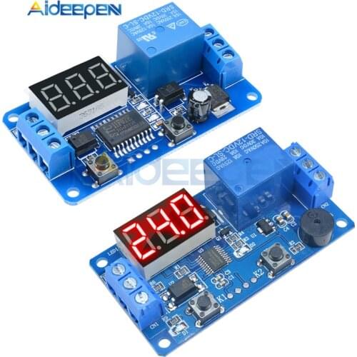 DC 12V LED Digital Time Delay Relay Buzzer Module Timer Relay Time Control Switch Trigger Timing Board Automation Car 2/3 Button