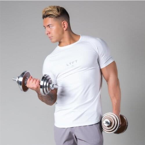 2021 Summer Men Gym Cotton Short Sleeve T Shirt Fitness Bodybuilding Shirts Print Fashion Male Clothing Brand Tee Tops