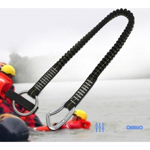 25KN Shock Absorbing Safety Lanyard Full Protection Single Leg Fall Arrest Safety Harness Rope with Carabiner Clips, Standard