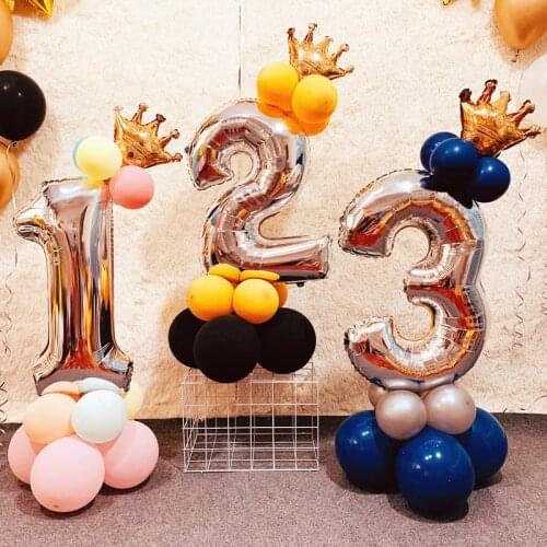 32inch Number Foil Balloons Digit Air Ballon Stand Arch Kids Birthday Party Wild One Decorations Figure 30 Birthday Ballon Chain