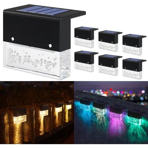 4/6PCS Garden Lights RGB Solar LED Light Outdoor Waterproof Street Stair Step Lights Courtyard Garden Decoration For Porch Fence
