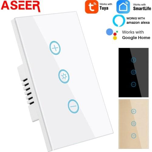 ASEER 2021NEW WiFi Dimmer Switch 1 Gang US Standard Smart Light Touch Switch Dimming Compatible with Alexa Google Home Dimmable