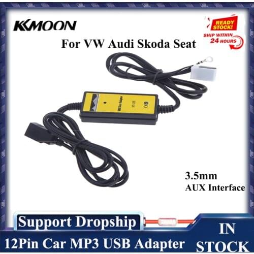 12Pin Car MP3 USB Adapter 3.5mm AUX Interface CD Changer CD Stereo Audio Line Input Cable For VW Audi Skoda Seat