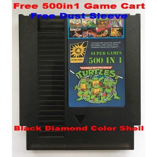 Free 500 in 1 Game Cart, 72 Pins NES Game Cartridge Replacement Plastic Shell, Free Dust Sleeve