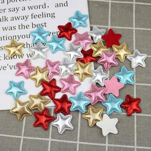 60pcs 29mm Glitter Lannelette Pentagram Padded Appliques DIY Craft Supplie Clothes Sewing Materials Kids Hair Accessories Stars