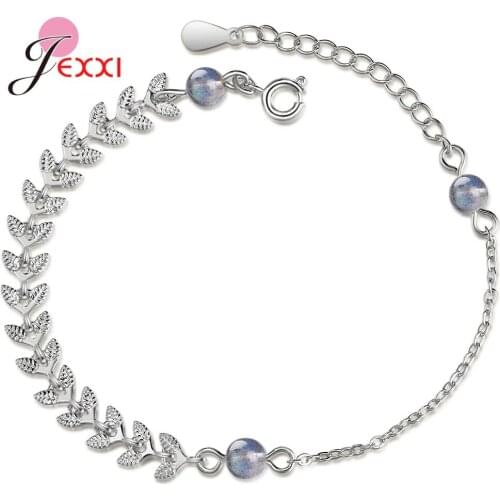 Brand 925 Sterling Silver Charm Leaves Chain Bracelets For Women Gold Color Pulseras Mujer Bijoux Wholesale High Quality