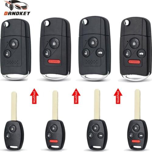 Dandkey 10pcs Modified Remote 2/3/4 Buttons Rubber Pad Flip Key Shell Case For Honda Accord Civic 2006-2011 CRV 2018 Pilot fit