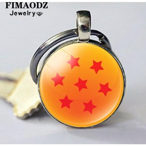 FIMAODZ Seven Stars Ball Keychain Anime 7 Star Glass Cabochon Pendant Key Chain Keyring Gift