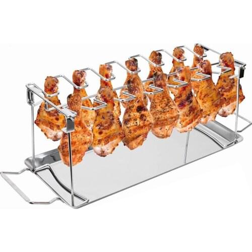 HOT!Stainless Steel Folding Grilled Chicken Leg Rack Barbecue Grill Barbecue Grill Grill Plate BBQ Outdoor Grilled Chicken Rack