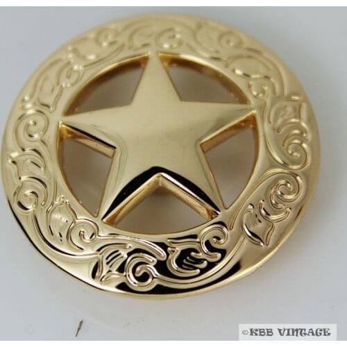 KB202) 10pc 1-1/8'' Metal Concho Western Texas Star Saddlery Button Leathercraft Gold