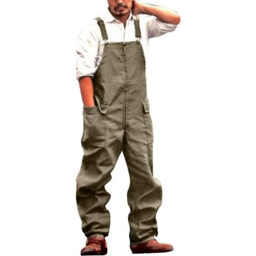 Summer New Men Solid Color Romper Large Pockets Fashion One-piece Long Pants Loose Casual Cargo Plus Size Jumpsuits Streetwear