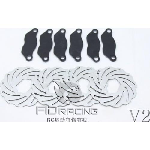 FID New 4-piece ventilated stainless steel brake disc plus 6 carbon fiber brake pads for LOSI 5IVE-T ROVAN ROFUN LT KM X2