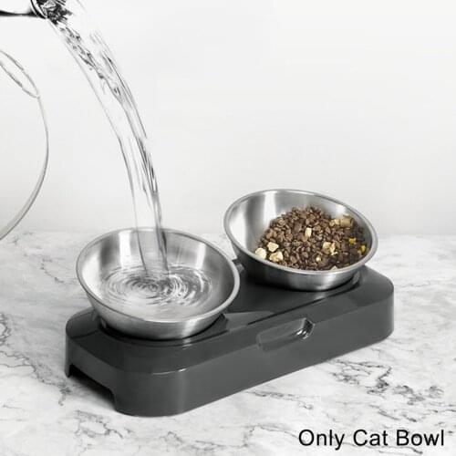 Cat Food Water Bowls Stainless Steel Cat Bowl Feeder with Stand Metal Easy Cleaning for Cats Double Single Pet Feeding Bowl