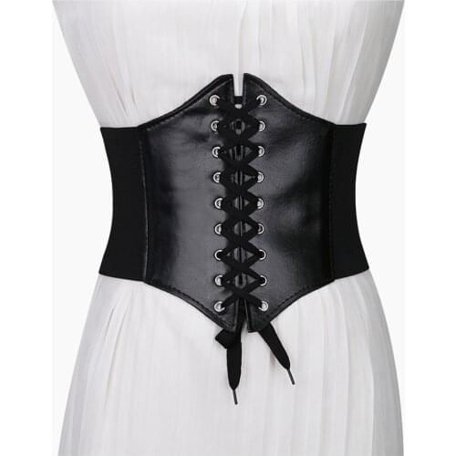 Trend Wid Women Belt Corset Pu Leather Slimming Body Belts for Women Elastic High Waist Belts Accessories Body