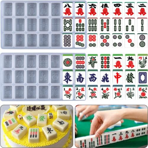 Creative Mahjong Silicone Mold Diy Crystal Epoxy Mold All-in-one Color Thirteen Unit Mold Aroma Stone Cake Chocolate Mold