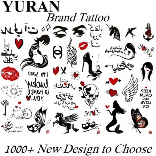 Small Sexy Heart Fake Temporary Tattoos Sticker For Kids Children Mermaid Waterproof Tattoo Paper Body Art Tatoos Human Skeleton