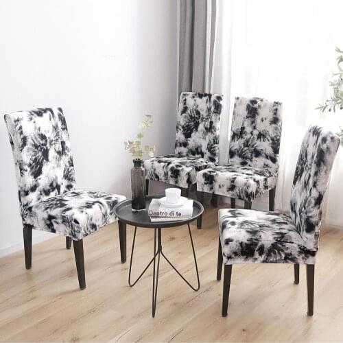 Soft Stretch Dining Room Chair Covers with Printed Pattern, Banquet Chair Seat Protector Slipcover for Hone Party Hotel Wedding