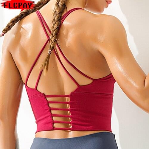 Padded Sports Bra Women Gym High Impact Running Woman Tank Top Push Up Elastic Beautiful Back Cross Gym Underwear Yoga Blouse