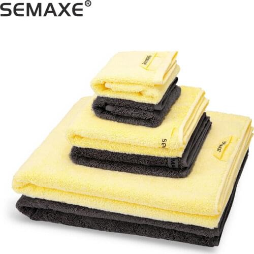 SEMAXE Bath Towels Set,2 Large Bath Towels,2 Hand Towels,2 Washcloths. Cotton Highly Absorbent ,Grey, Bathroom Set ( 6pieces)