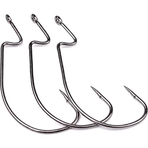 Stainless Steel Fishing Hook 1/0#-5/0# Wide Gap Worm Hook Big Fish Hook Bass Outdoor Lake River Fishing 50PCS 2021