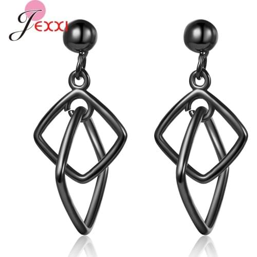 New Fashion 925 Sterling Silver Geometric Hollow Square Dangle Earrings for Fashion Women Drop Earring Minimalist Jewelry