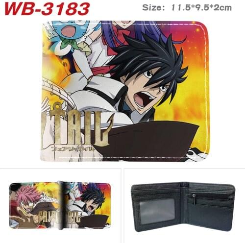 New Anime Fairy Tail PU Teenager Wallet Mens Bifold Photo Coin Card Holders Gifts Casual Cosplay Boys Girls Leather Purse