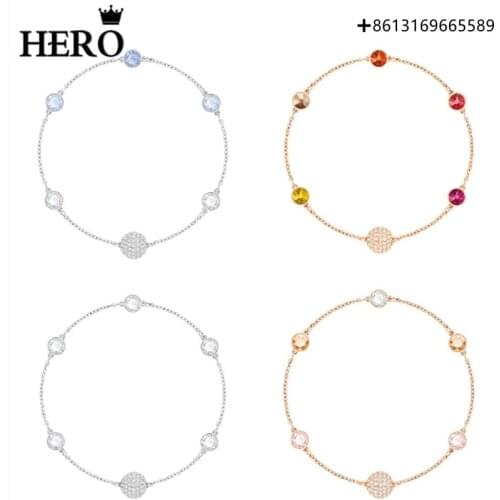 HERO Original Copy High Quality 1:1 SWA Multi-Color Cubic Zirconia Gold-Plated Magnetic Clasp Bracelet With Logo Mail