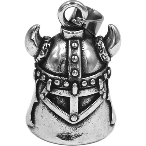 Punk Vikings Helmet Bell Pendant Stainless Steel Jewelry Fashion Norse Viking Biker Men Pendant Christmas Gift SWP0617A