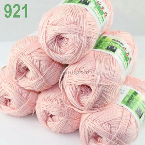 Lot of 6 Skeins Super Soft Natural Bamboo Cotton Knitting Yarn Baby pink #921