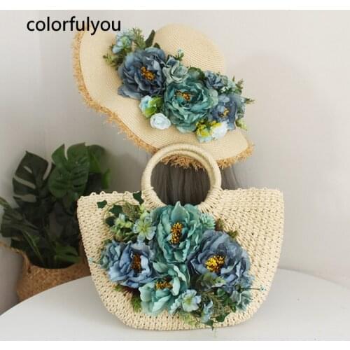 Casual Rattan Half Moon Women Handbags Designer Summer Beach Straw Bags Handmade Flowers Woven Totes Ladies Travel Purses