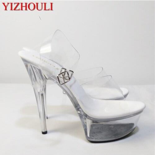 Transparent evanescent hues with 15cm Crystal shoes appeal Super high heels party womens Sandals