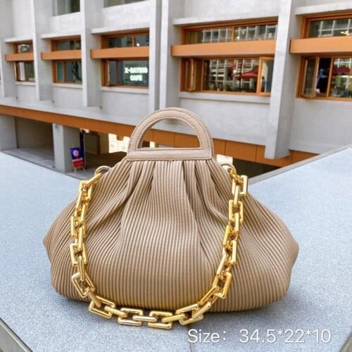 Luxurious Thick Metal Chain Cloud Dumplings Clutch Bag Women Handbag 2021 High Quality Female Shoulder Bags Cross Body Bag