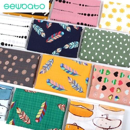 SEWBATO 1M Printed Artificial Seersucker Fabric Thin Breathable Wrinkle Fabric DIY Babys Wear Cloth Summer Clothes Material