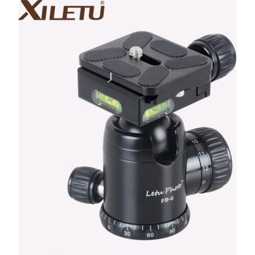 XILETU FB-0 Aluminum Camera Tripod Ball Head Ballhead Panoramic 30MM Diameter with Quick Release Plate Max Load 15 kg